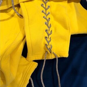 Yellow Lace-Up Hoodie set with pants